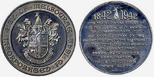 Centenary of Incorporation of Melbourne medal, 1942