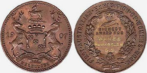 Exhibition of Women's Work exhibition medal, 1907