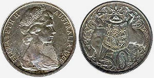 Silver 50 cent coin, 1966