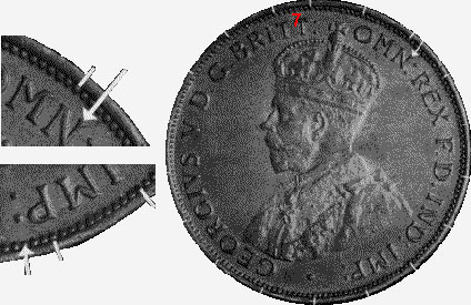 London King George V Pennies Obverse Die Varieties
