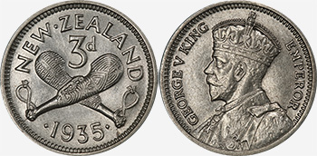 Threepence 1935 - New Zealand