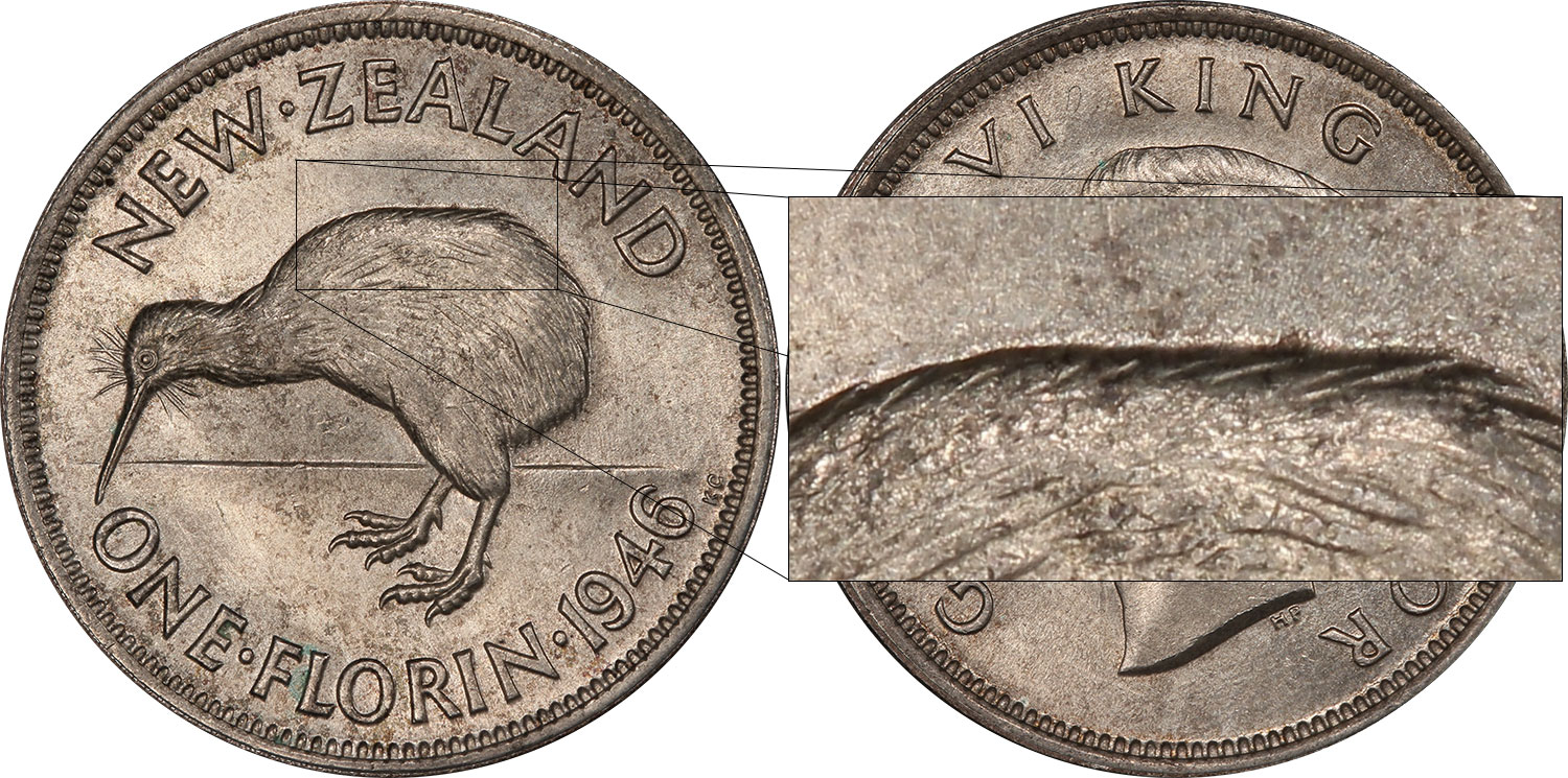 Flat back florin 1946 - New Zealand coin