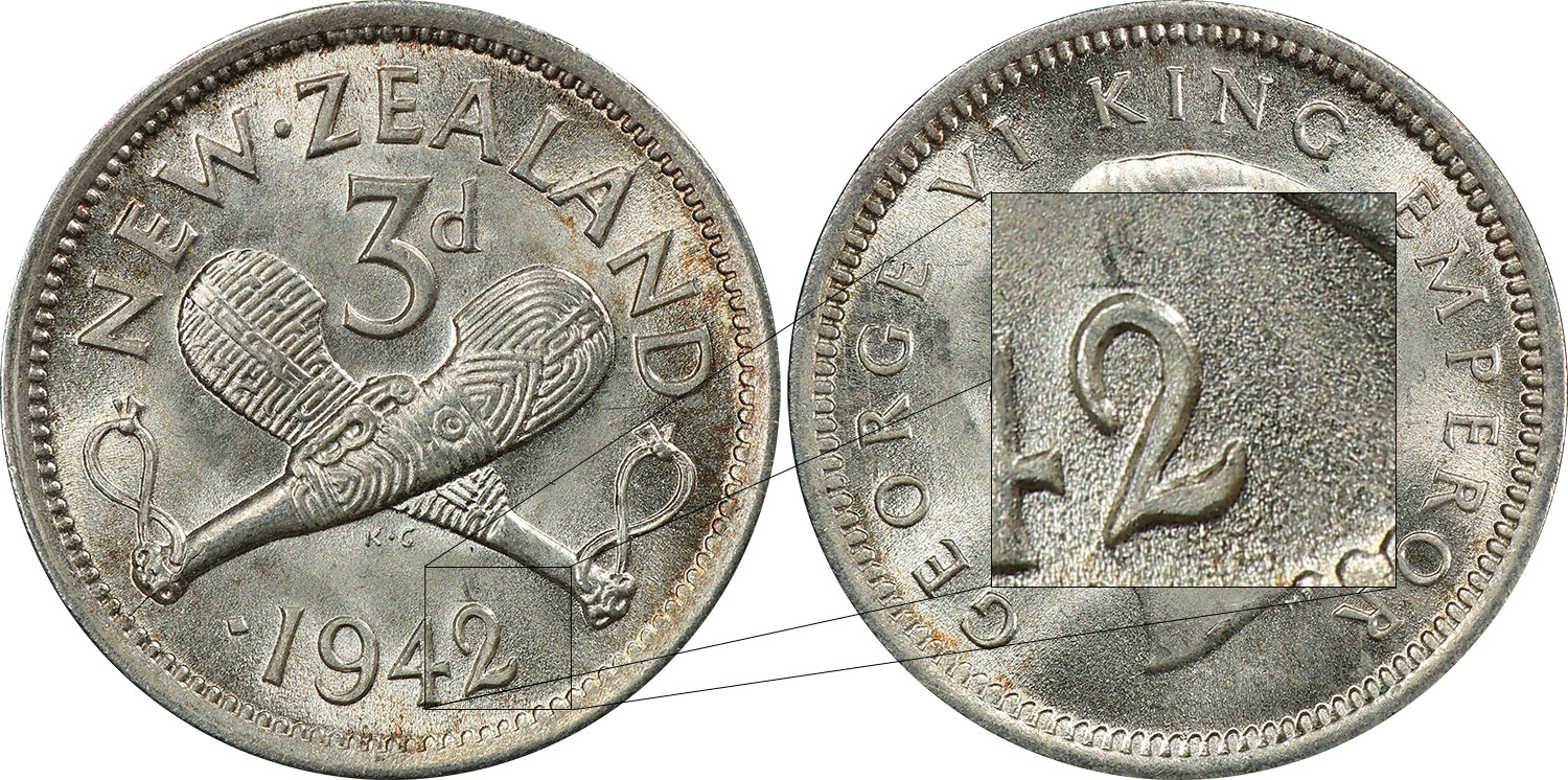 1 dot threepence 1942 - New Zealand coin