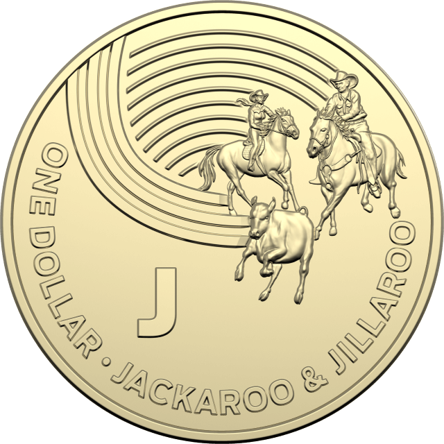1 dollar 2019 - J - Jackaroo & Jillaroo - The Great Aussie Coin Hunt
