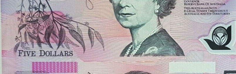 Cut out of register (miscut) - Australian banknote