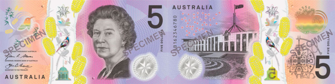 Five dollars 2016 to 2023 - Banknote of Australia