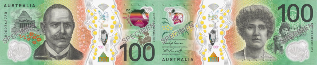 One hundred dollars 2019 to 2020 - Banknote of Australia