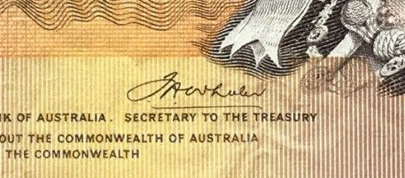 Wheeler - Signature on Australian banknote