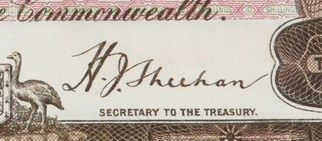 HJ Sheehan - Australian banknote signature