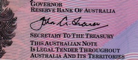 Fraser - Signature on Australian banknote