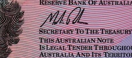 Parkinson - Signature on Australian banknote
