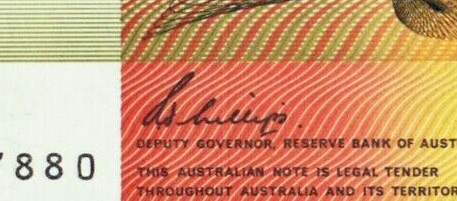 MJ Phillips - Australian banknote signature