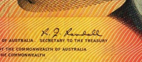 RJ Randall - Australian banknote signature