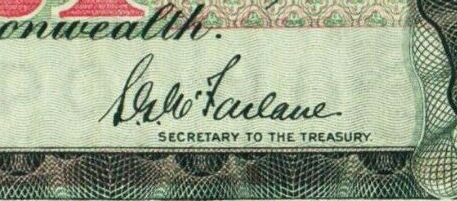 McFarlane - Signature on Australian banknote