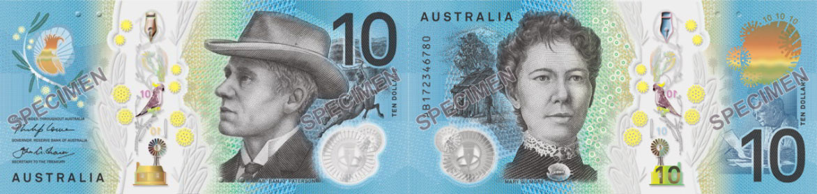 Ten dollars 2017 to 2023 - Banknote of Australia
