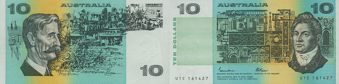 Ten dollars 1966 to 1993 - Banknote of Australia