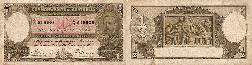 Ten shillings 1933 to 1938 - Banknote of Australia