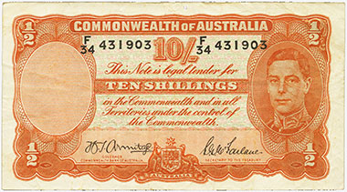 10 shillings 1938 - Hole Pinhole
