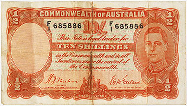 10 shillings 1938 - Soiling