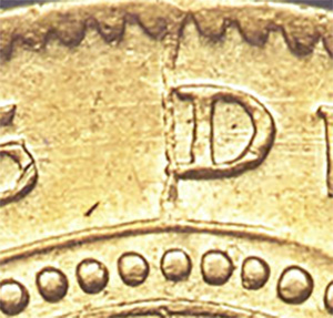Adelaide One Pound - 1852 - Type 1 - Die crack