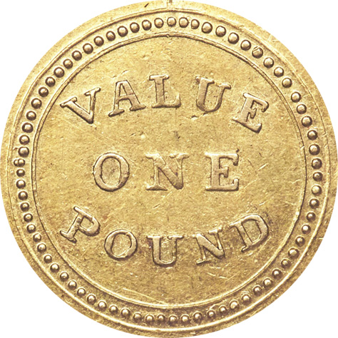 Adelaide One Pound - 1852 - Type 1 - Inner circle