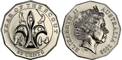 50 cents 2008 Scouting Australian coin