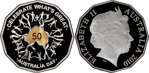 50 cents 2010 Australia Day Proof Gilt Australia