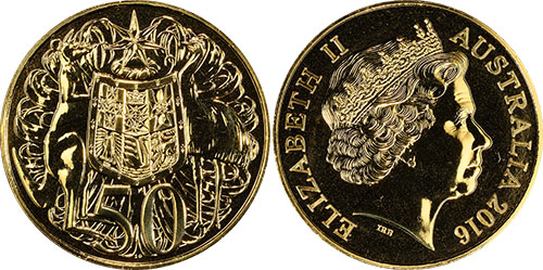 50 cents 2016 Gold Plated Proof