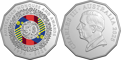 50 cents 2025 Australian Honours and Awards Coin