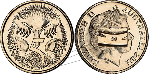 Five cent 2011 - Tiny SD - Initials - 5 cents - Decimal coin