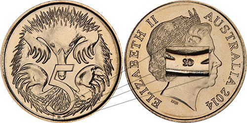 Five cent 2014 - Tiny SD - Initials - 5 cents - Decimal coin