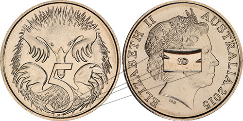 Five cent 2015 - Tiny SD - Initials - 5 cents - Decimal coin