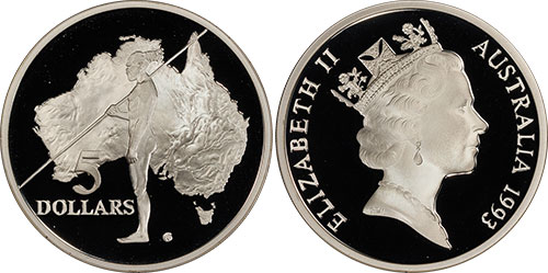 5 dollars 1993 Aborigine