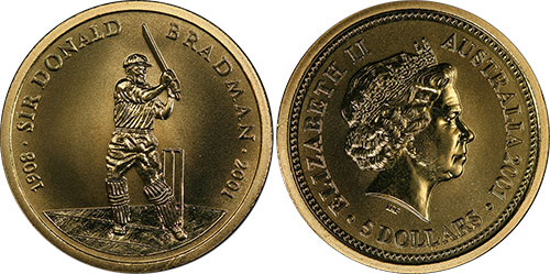 5 dollars 2001 Donald Bradman