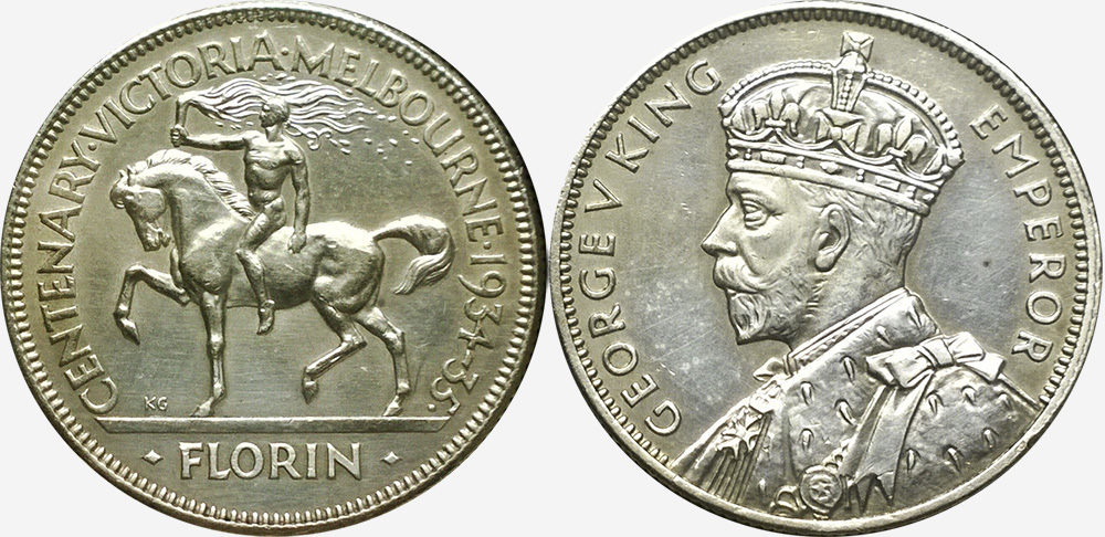 Florin - Two shillings 1934 Centeneray - Commemorative pre-decimal coin