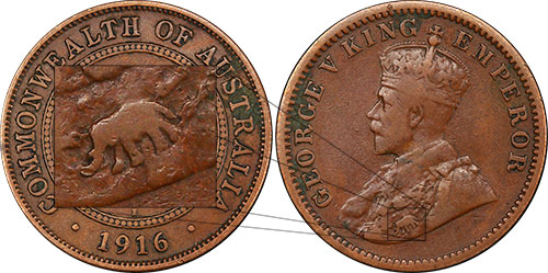 Half Penny 1916 Mule Australia