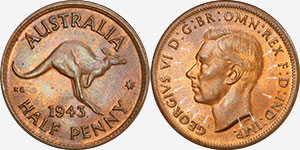 Half Penny 1943 Double Die Australia