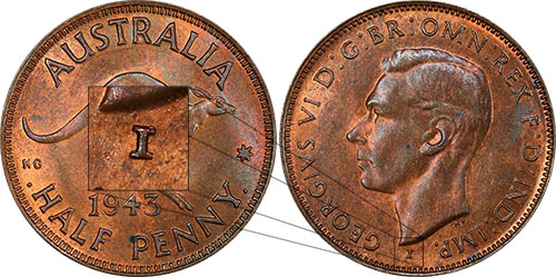 Half Penny 1943 I India Australia