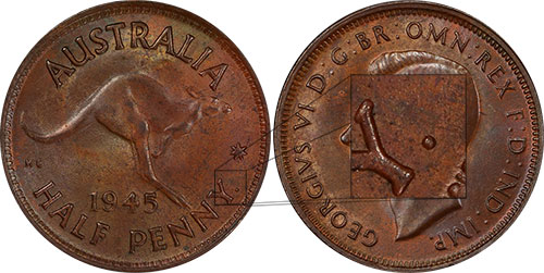 Half Penny 1945 Y Perth Australia