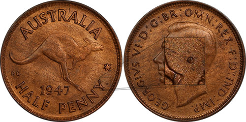 Half Penny 1947 Y Perth Australia