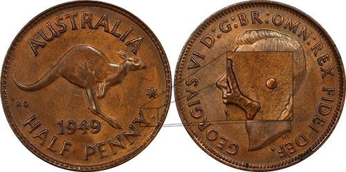 Half Penny 1949 Y Perth Australia