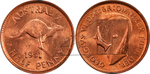 Half Penny 1951 Y Perth Australia