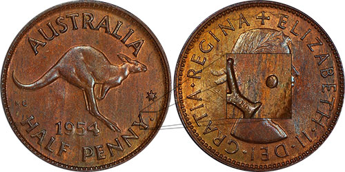 Half Penny 1954 Y Perth Australia