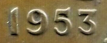 Penny 1953 - Serif (regular) 5 - Normal 3 - Pre-decimal coin