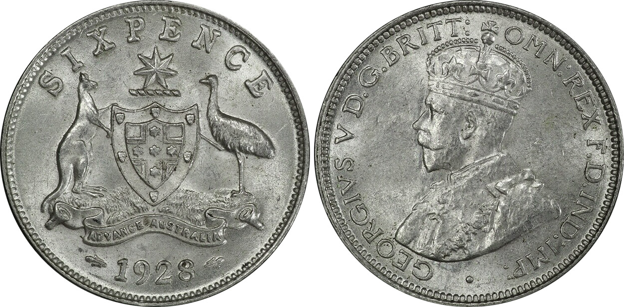 Coins and Australia - Sixpence 1928 - Australian pre-decimal coins price  guide and values