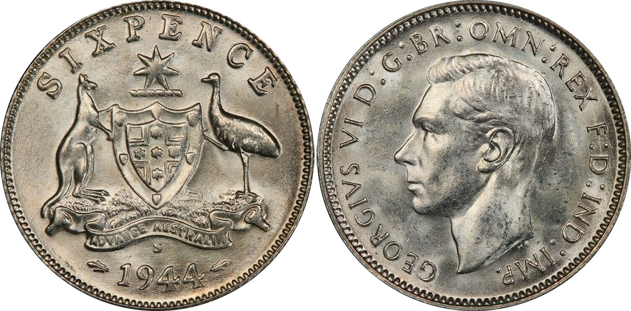 Sixpence 1944 - Australian coin