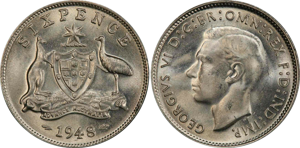 Sixpence 1948 - Australian coin