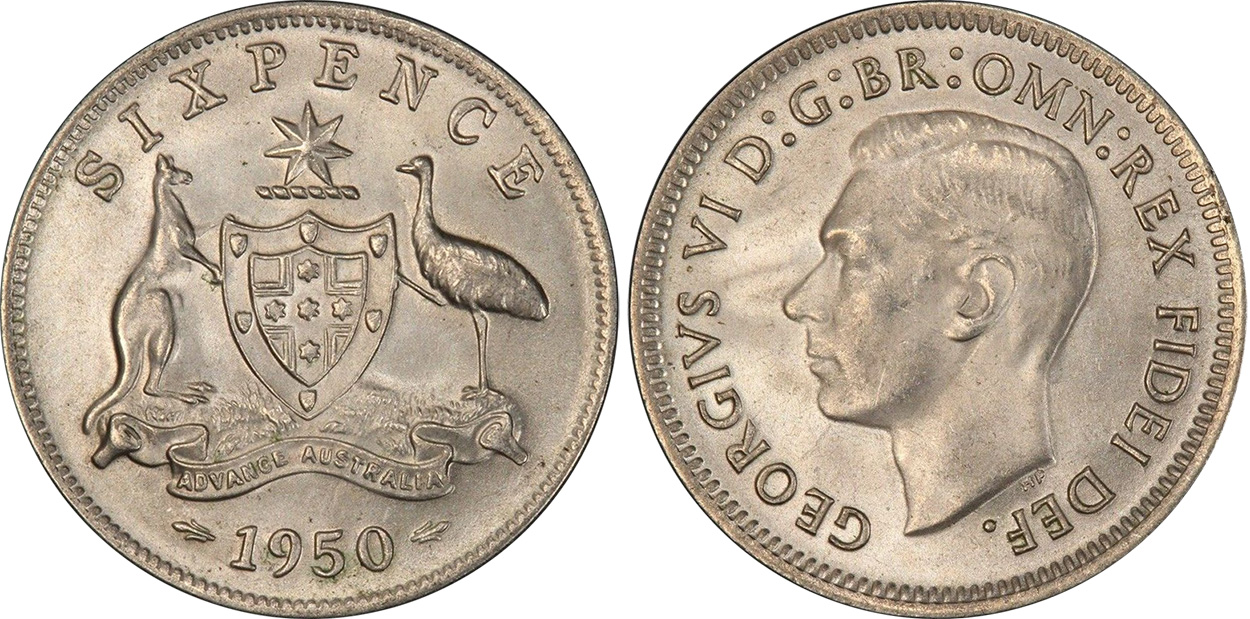 Sixpence 1950 - Australian coin