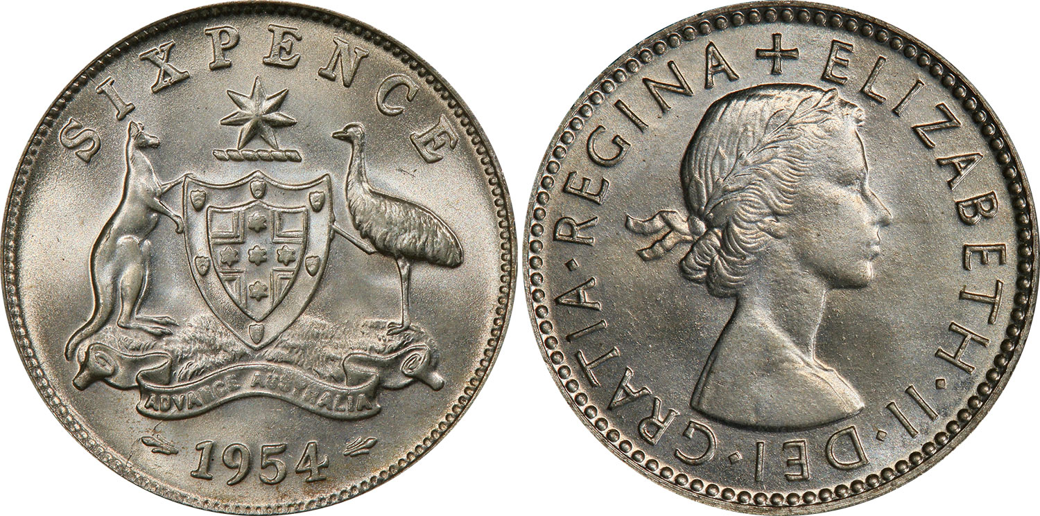 Sixpence 1954 - Australian coin