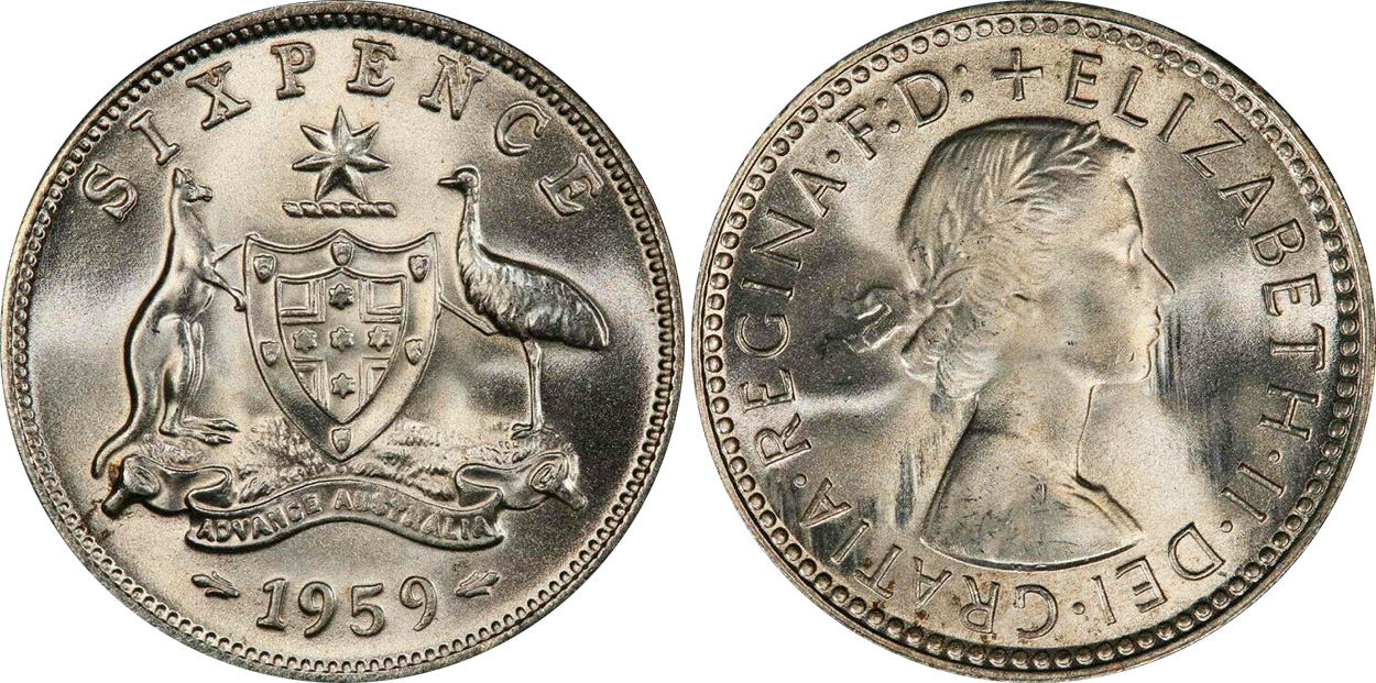 Sixpence 1959 - Australian coin